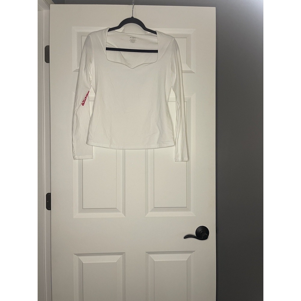 Pumiey Long Sleeve Sweetheart Neck Top Xl White Nwt